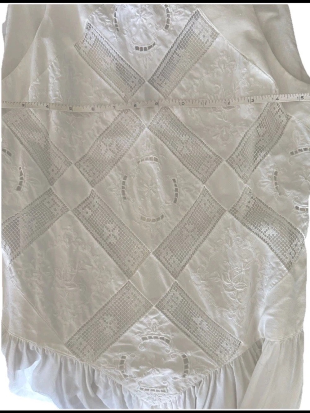 Vintage Sundress Moonglow Boho Ivory Cotton Lace Embroidered Cottagecore Women M - Picture 4 of 5
